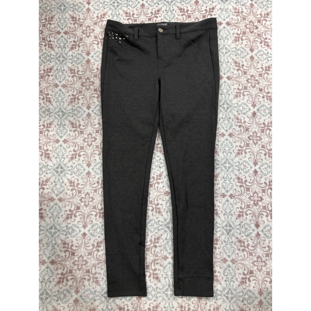 Be Bop Womens Skinny Pants Charcoal Gray Studded Pockets Size 11 Stretch